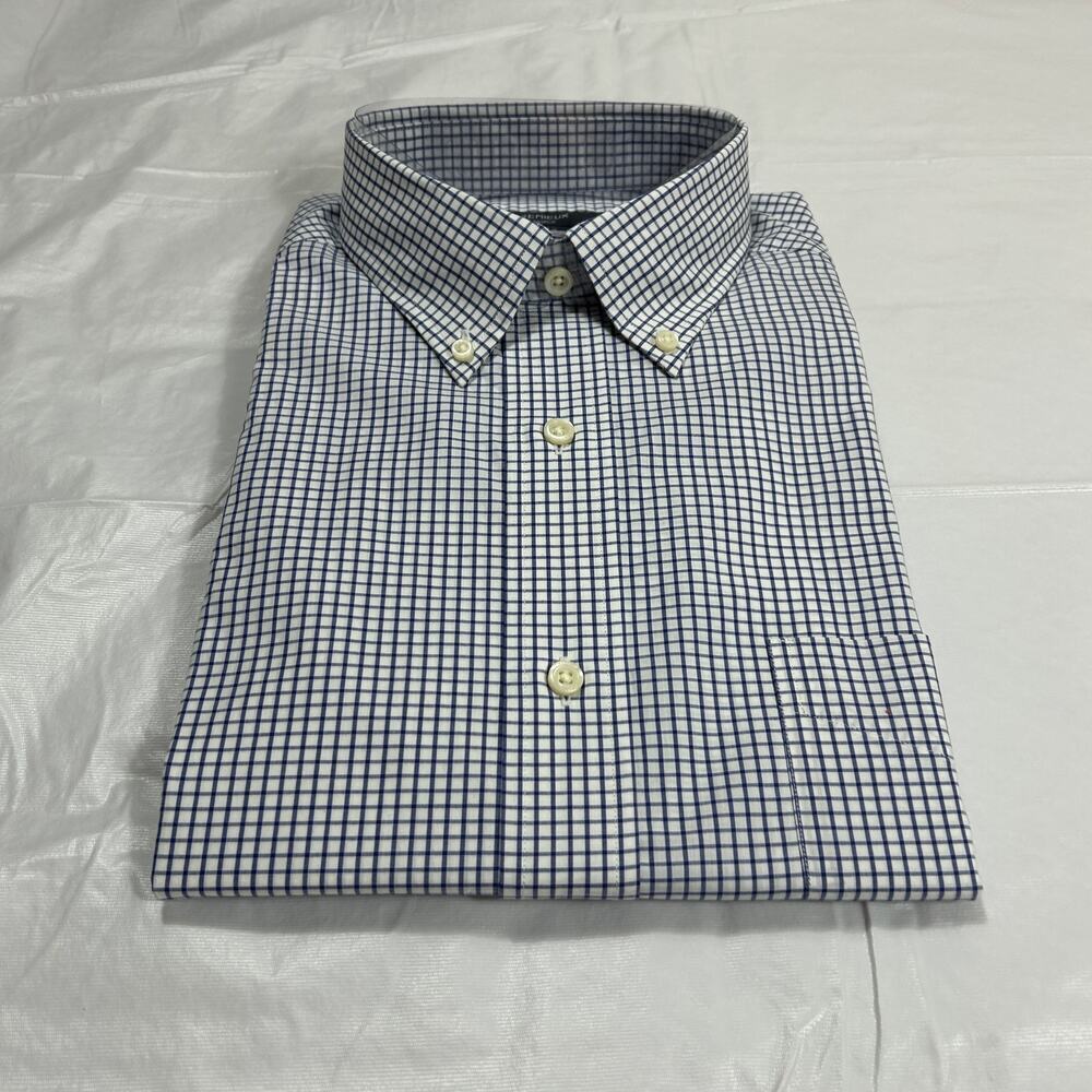 NWT Daniel Cremieux Classics Men's Large Blue White Graph Paper Dress Shirt - Picture 4 of 5